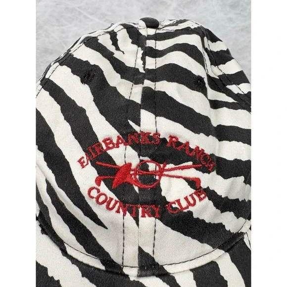 Fairbanks Ranch Country Club Zebra Print Woogge Adjustable Hat Cap Black White - Picture 2 of 8
